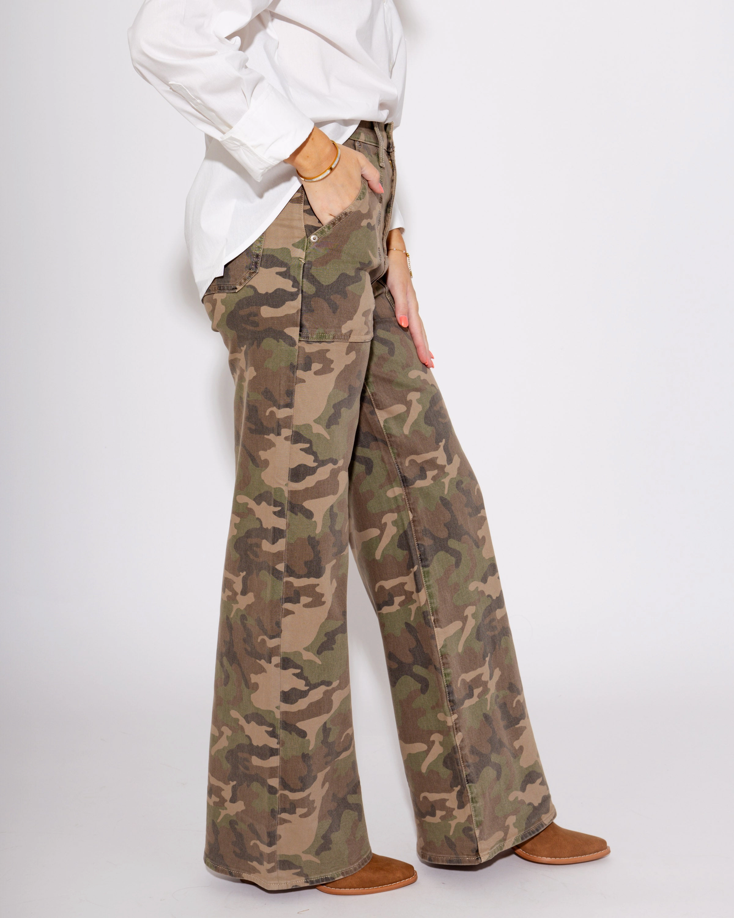 Far Out Patch Pocket Wide Leg Jean in Hideaway Eco Conscious Denim