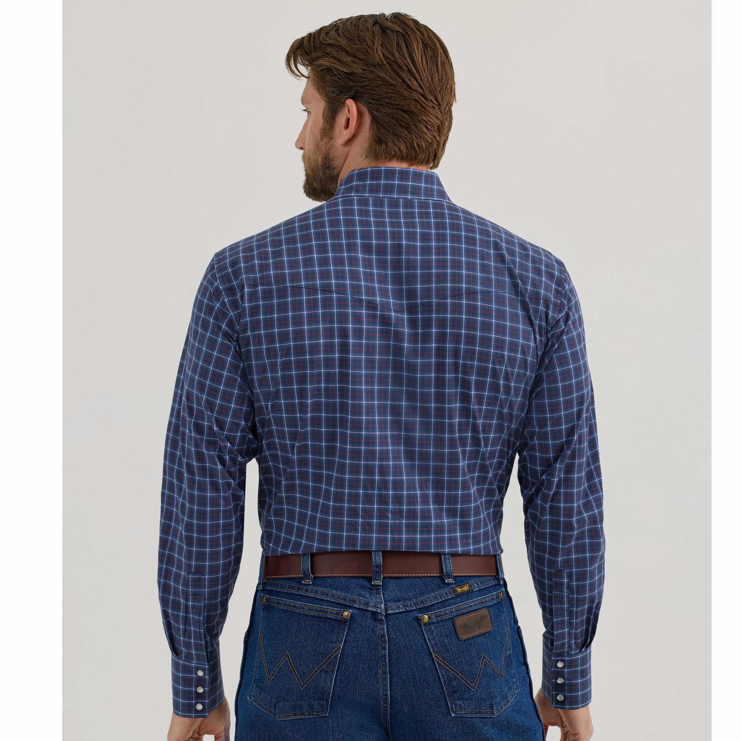 Holiday Style Gift Idea Wrangler Classic Navy Plaid Long Sleeve