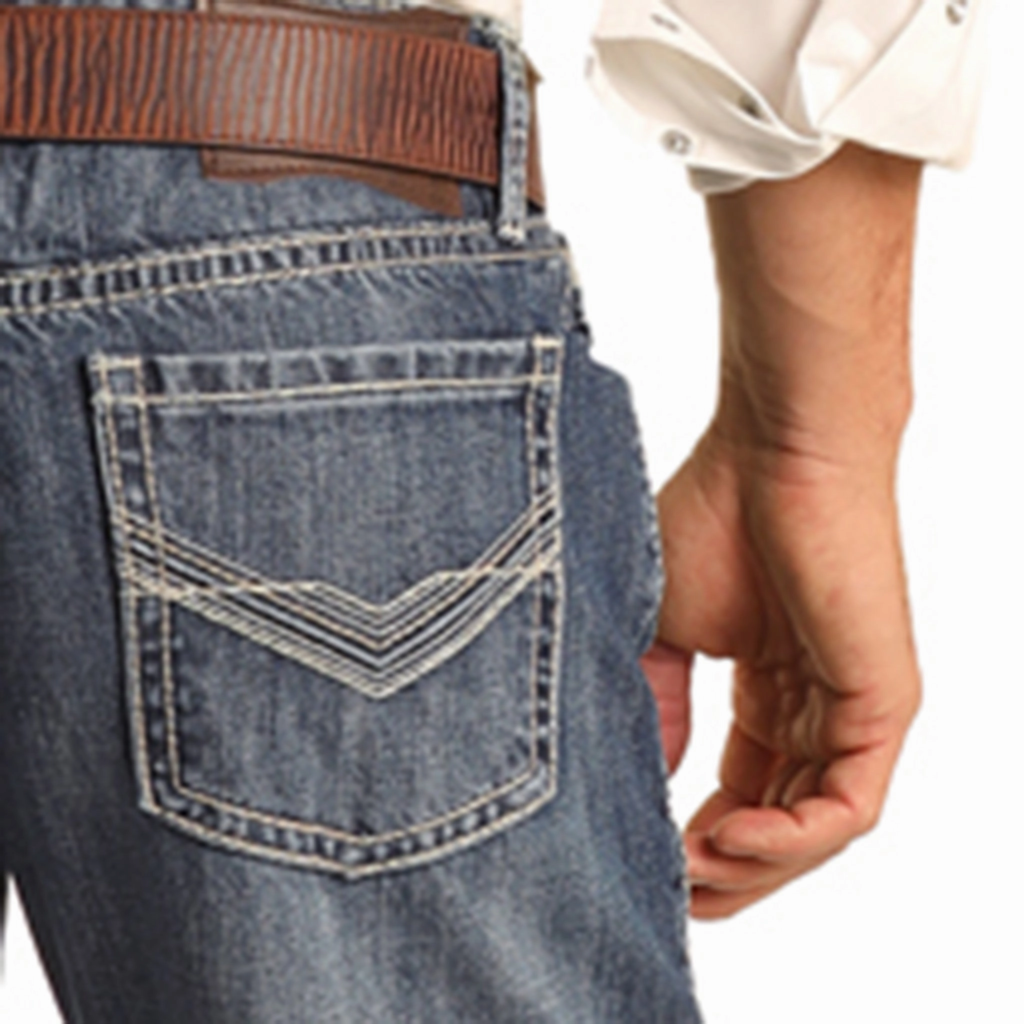 Rock & Roll Cowboy Medium Wash Vintage Stackable Bootcut Jeans Quick Wash