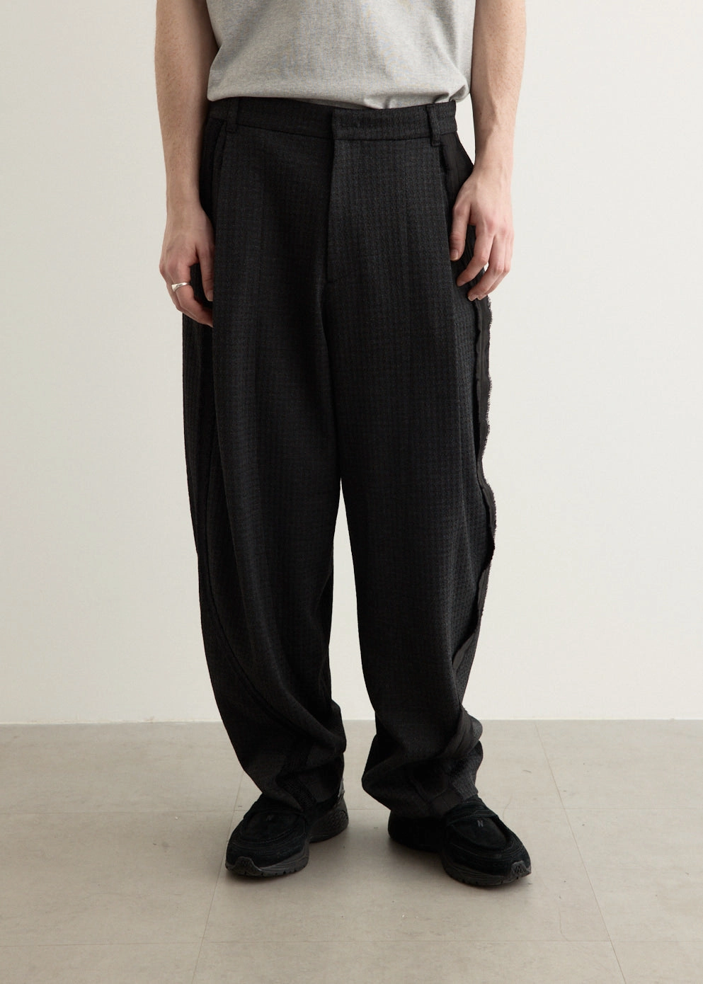 Non Binding Waist clean design Decorative Tape Pants