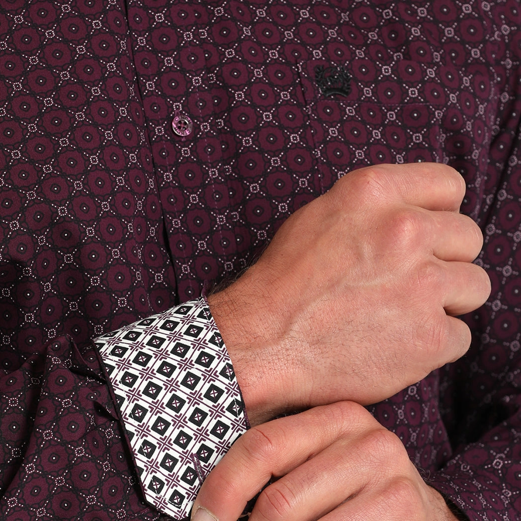 Cinch Men's Purple Geo Print Shirt comfortable option Structured Collar
