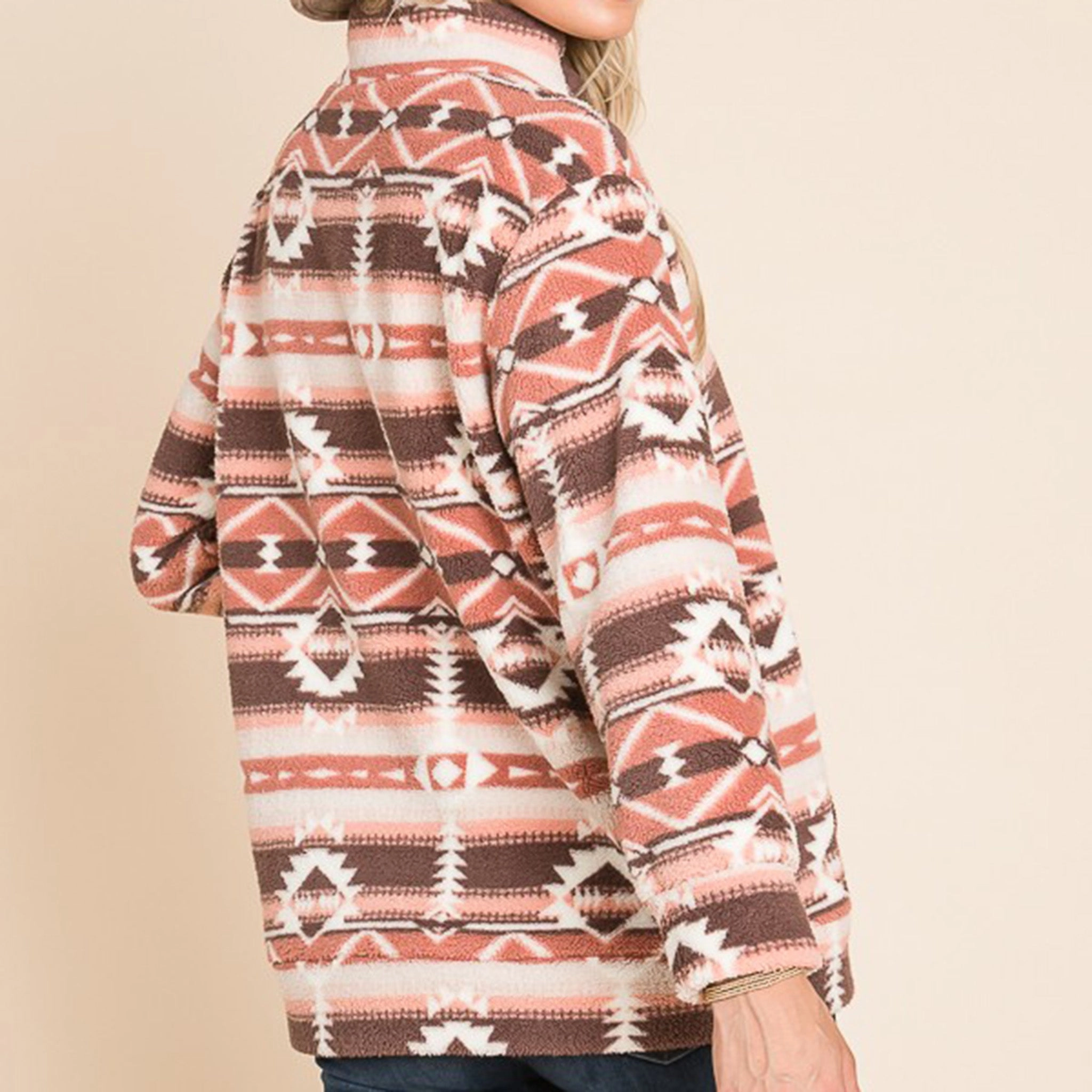 Smart Design Vanilla Bay Women's Mauve Aztec 1/4 Zip Fleece