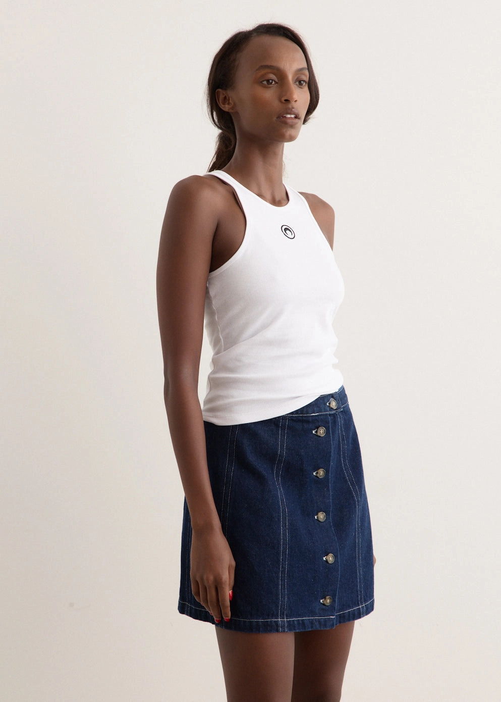 Formal Wear Convenient Moon Logo Ribbed Jersey Tank Top