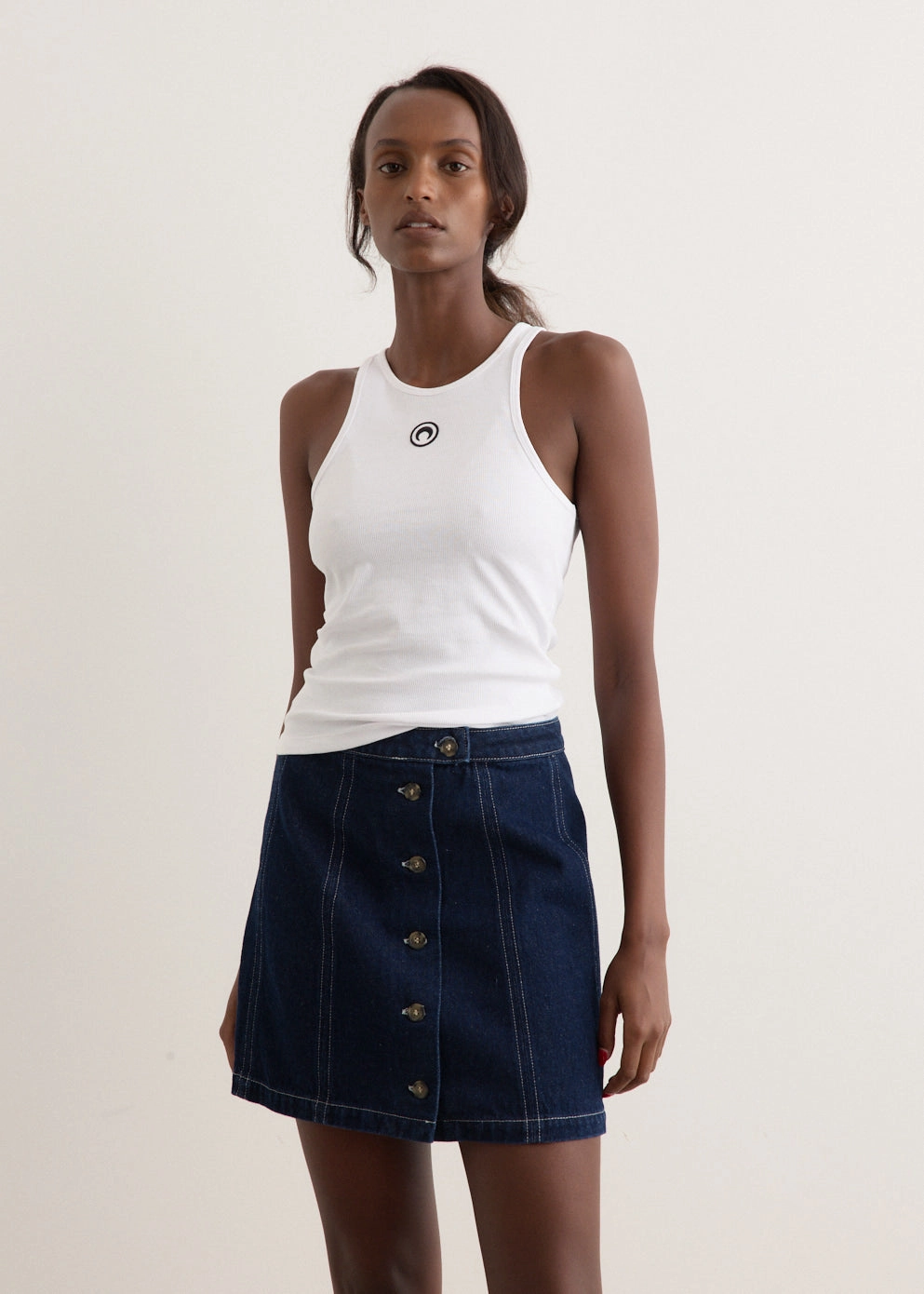 Moon Logo Ribbed Jersey Tank Top Machine washable machine - washable clothing