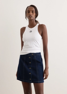 Moon Logo Ribbed Jersey Tank Top Machine washable machine - washable clothing