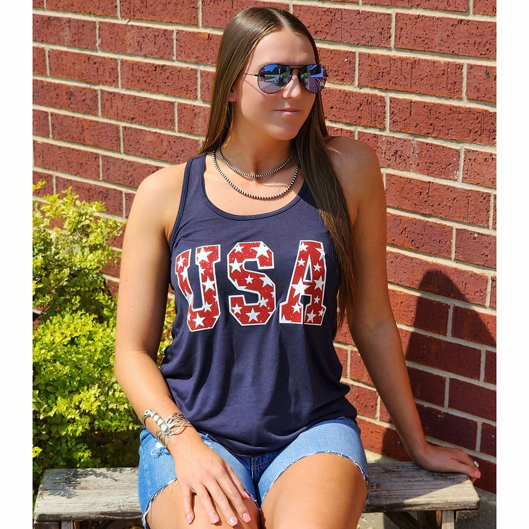 Tagless Comfort Navy USA Tank