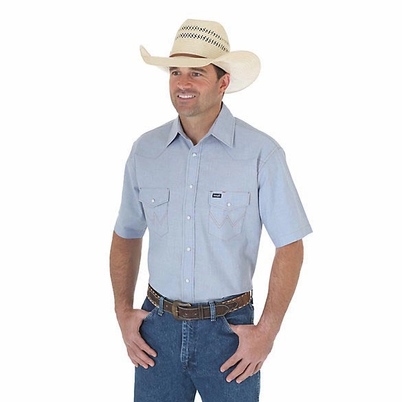 Eco Friendly Material Wrangler Men's Authentic Cowboy Cut Work Shirt