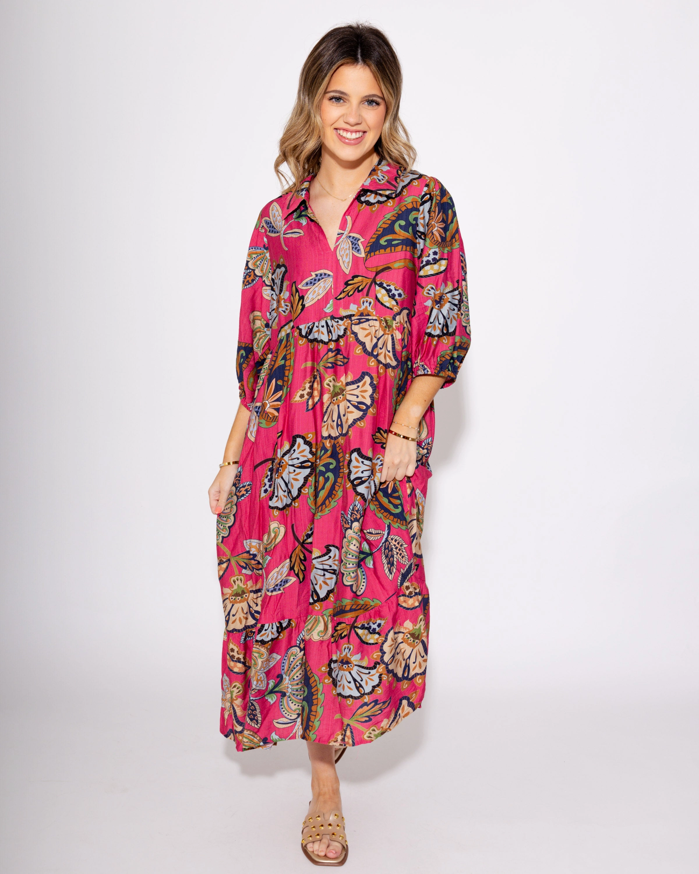 Simple Touch Easy Elegance The Boho Bloom Midi in Pink