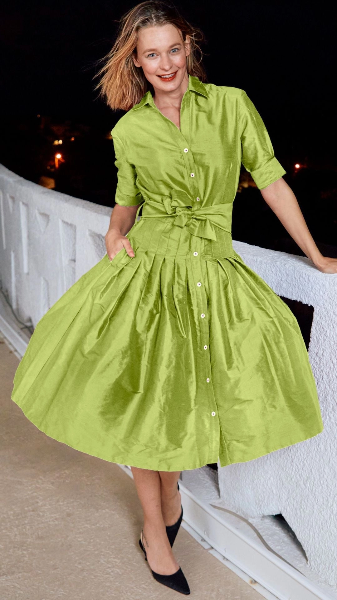 Mrs Maisel Silk Dress - Green Street Style Outfit Boost