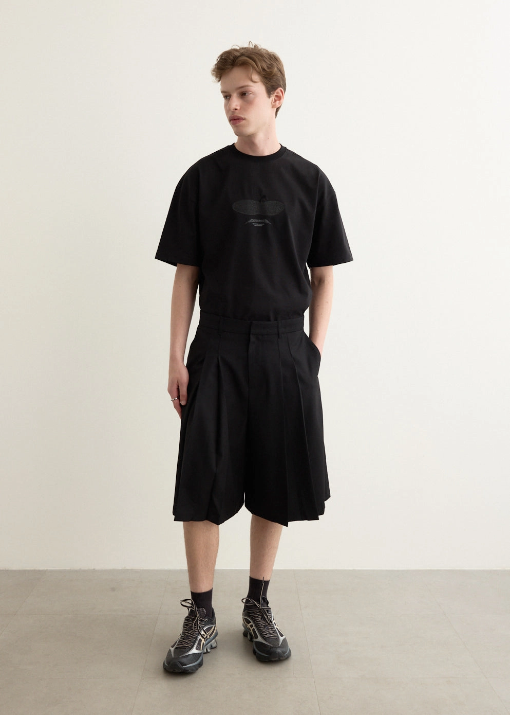 Friction Reducing Lining Significant Pleat Front Bermuda Shorts