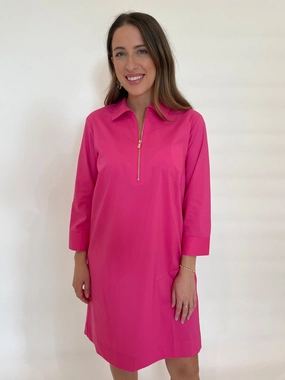 Airy Base Alessa 3/4 Sleeve Dress - Hot Pink