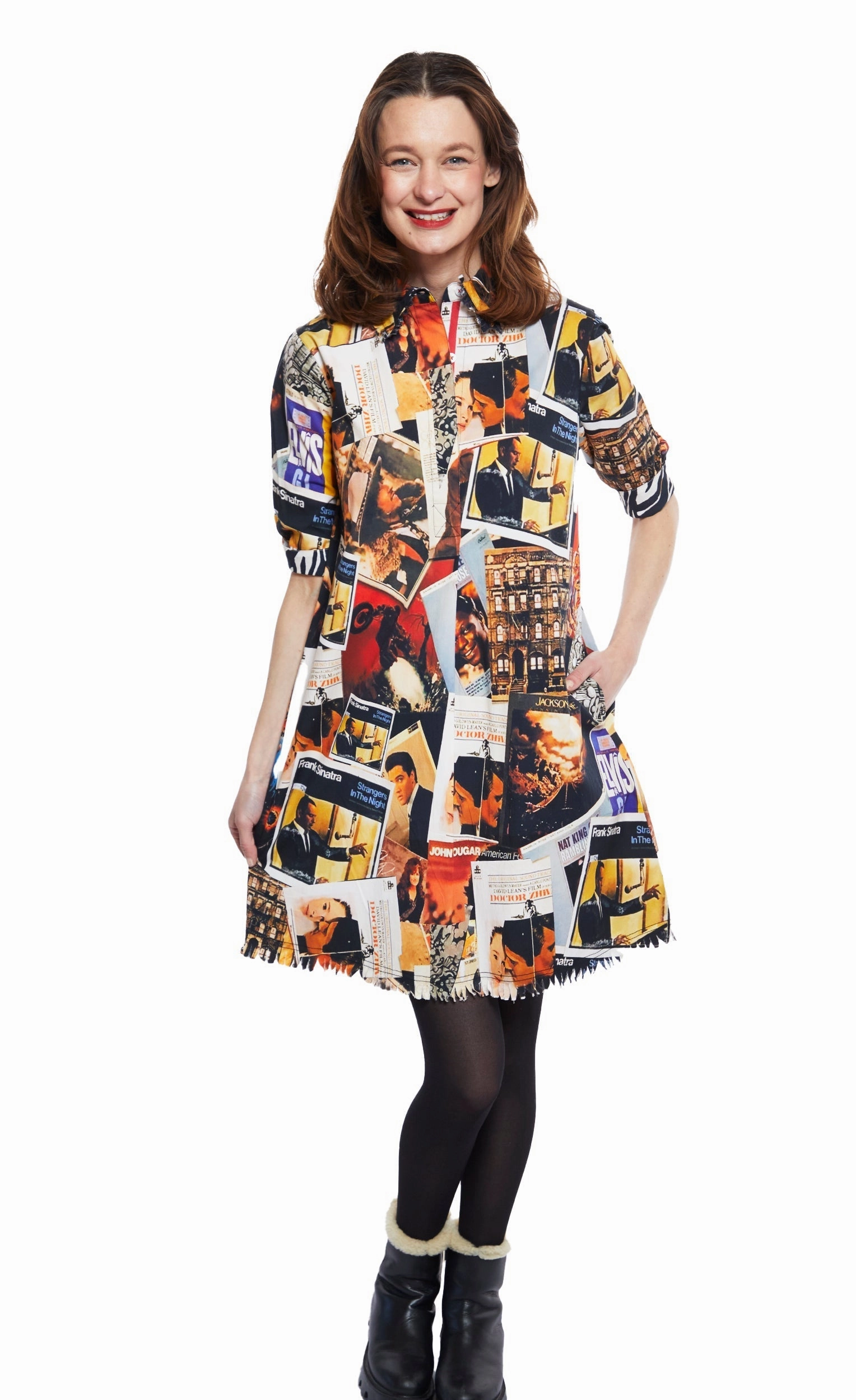Work Friendly Chatham Dress - Rock And Roll Print