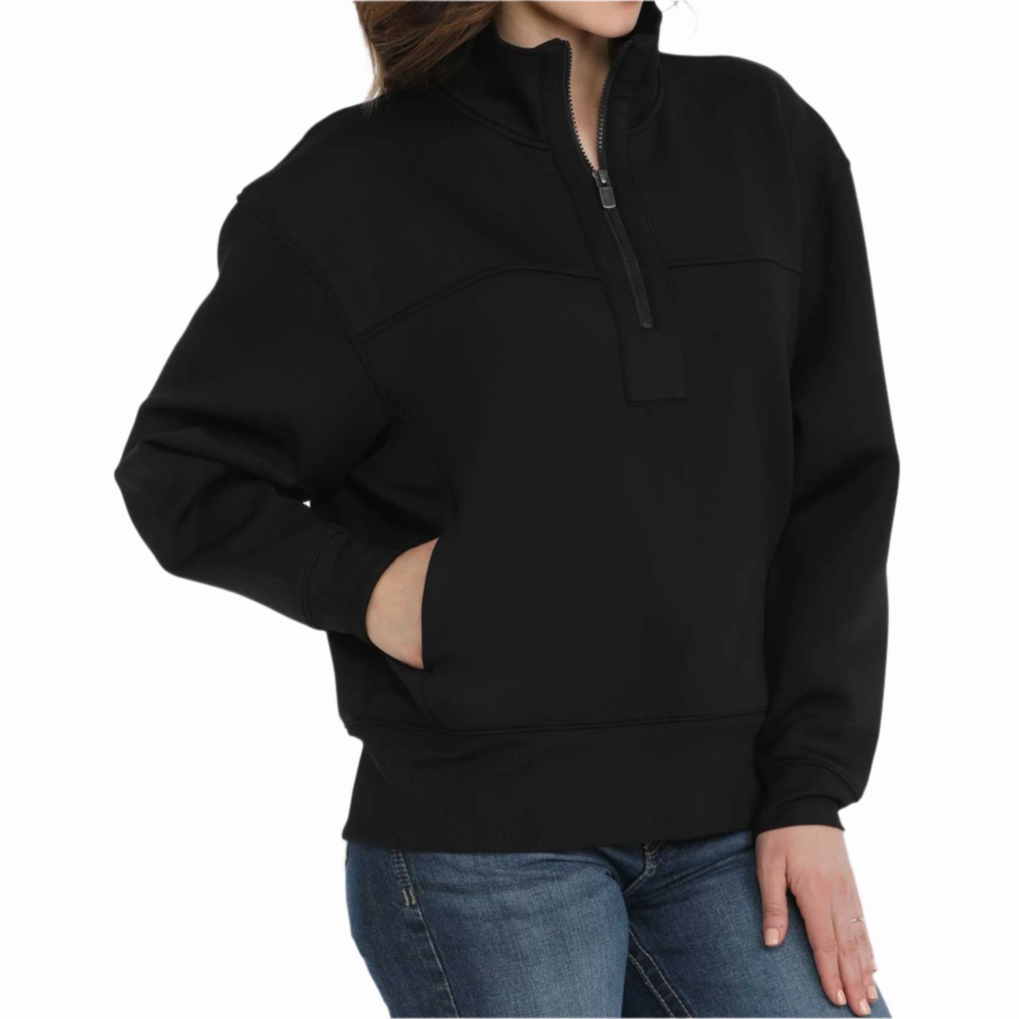 Cinch Women's Black 1/4 Zip Pullover Storm Ready Gear Non Slip Collar