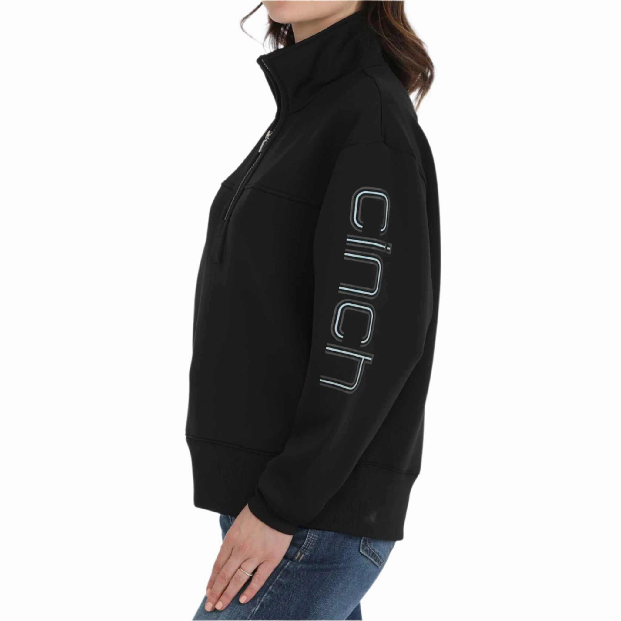 Cinch Women's Black 1/4 Zip Pullover Versatile Styling HoodedStyle