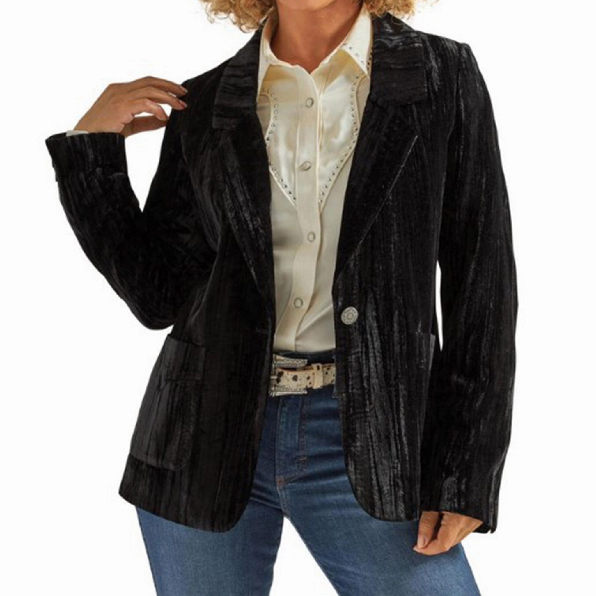 Wrangler Women's Black Party Blazer Flexible Shoulder Panels