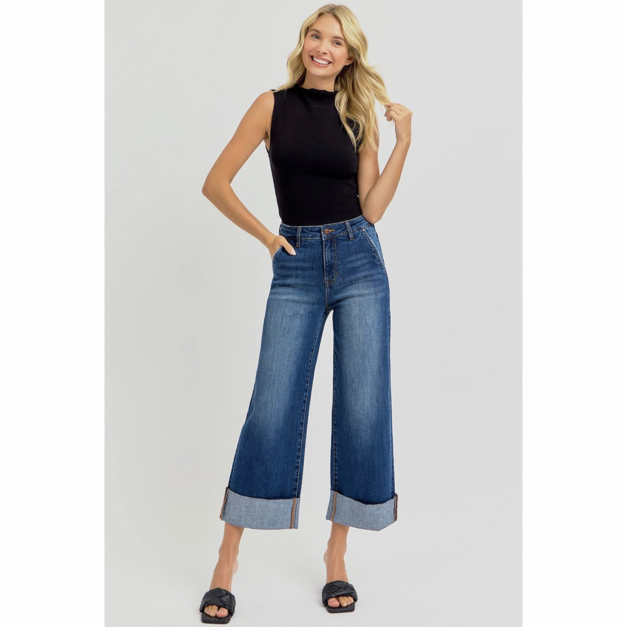 Everyday Loose Risen Women's Dark High Rise Wide Cuff Jeans