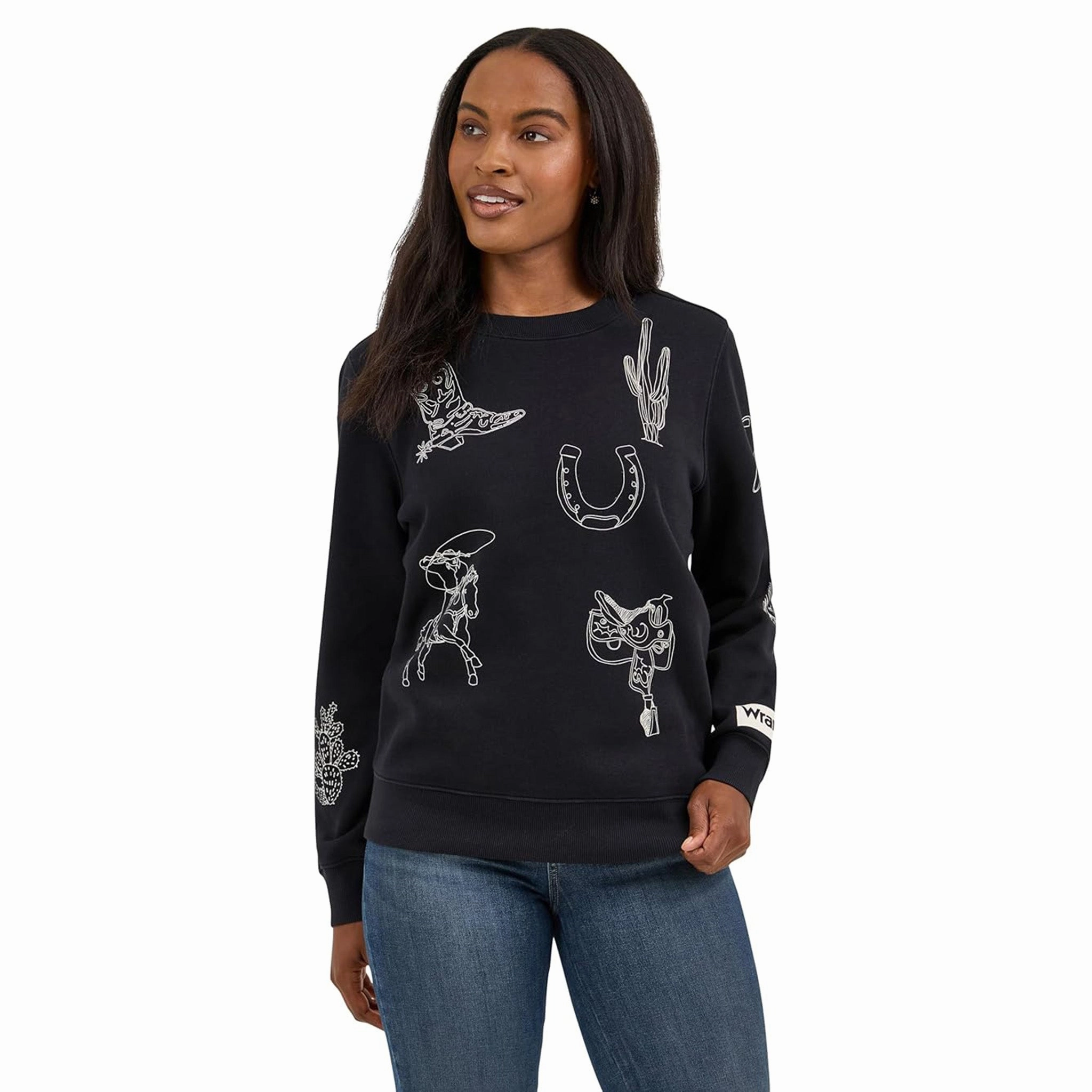 Ergonomic Cut Wrangler Women's Saddle Print Sweatshirt