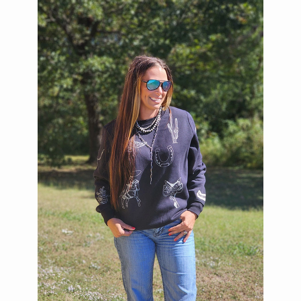 Ergonomic Silhouette Rain Guard Wrangler Women's Saddle Print Sweatshirt