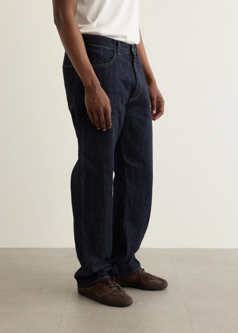 Softened Denim Material Five Pocket Selvedge Denim Pants