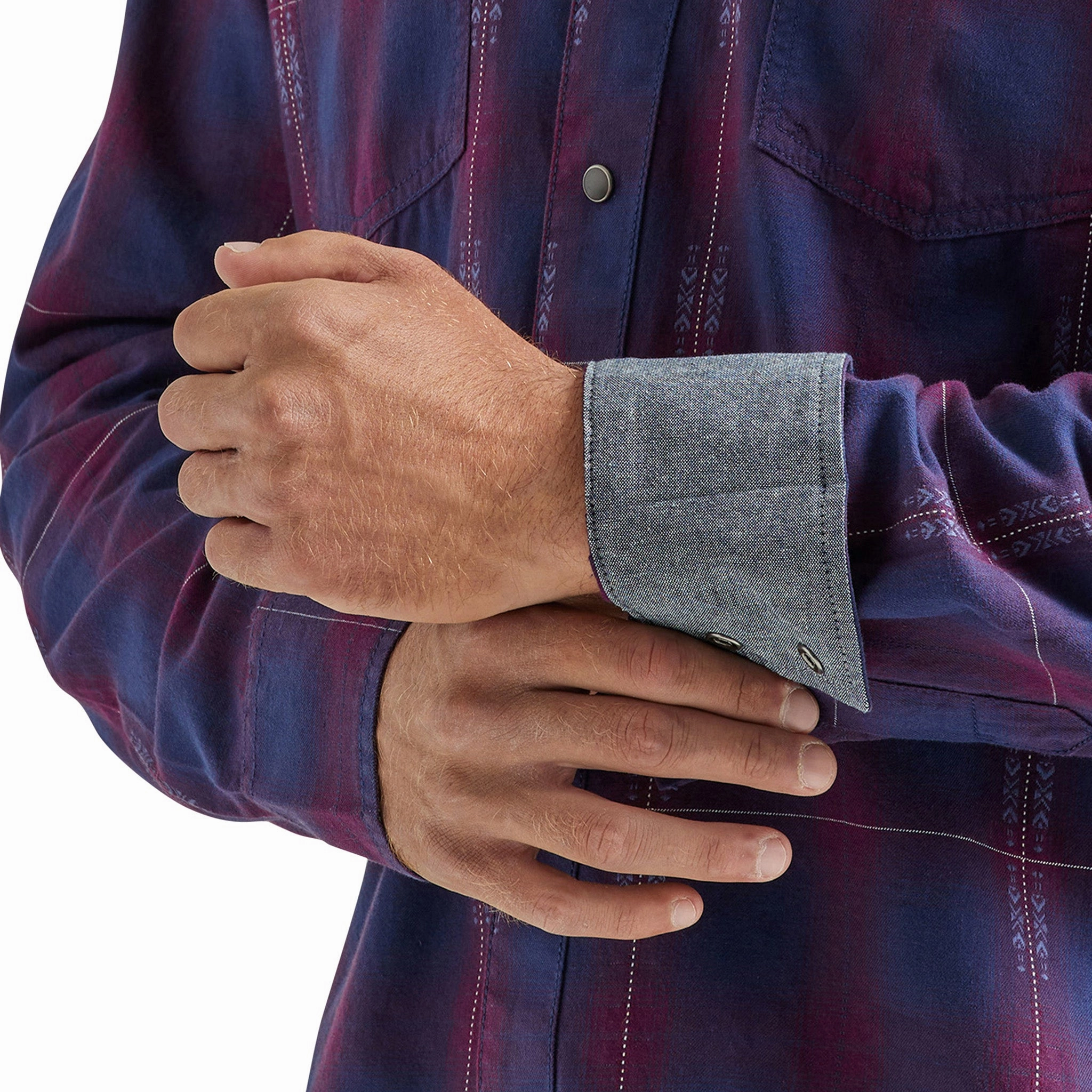 Workwear Approved Wrangler Men's Navy& Mulberry Shirt