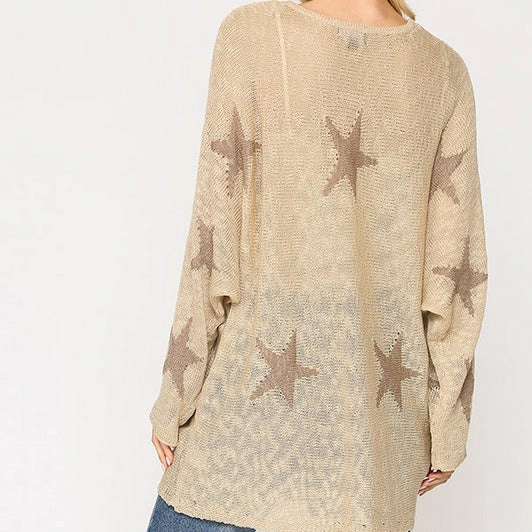 Gigio USA Women's Sand Stars Dolman Sweater LoopwheelFabric