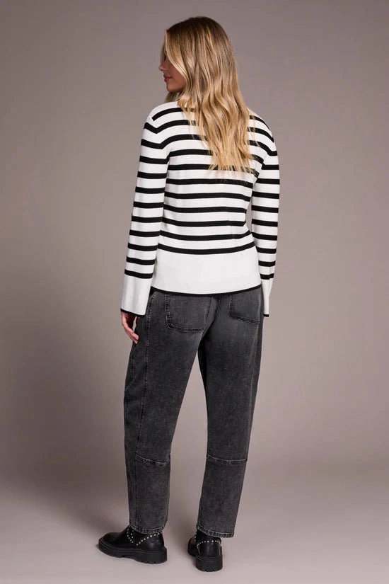 Tribal Lightweight Striped Mock- 2 Colors MoistureWicking Material Relaxed Top