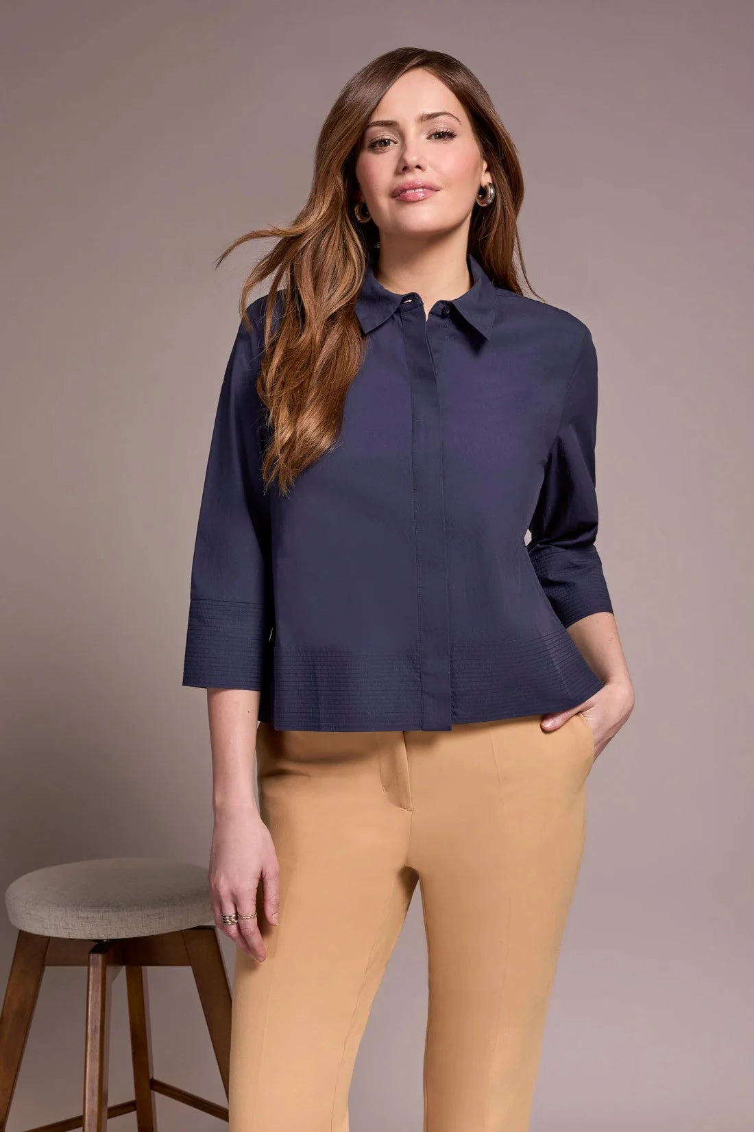 CompactSize Tribal Poplin 3/4 Sleeve Shirt- 2 Colors