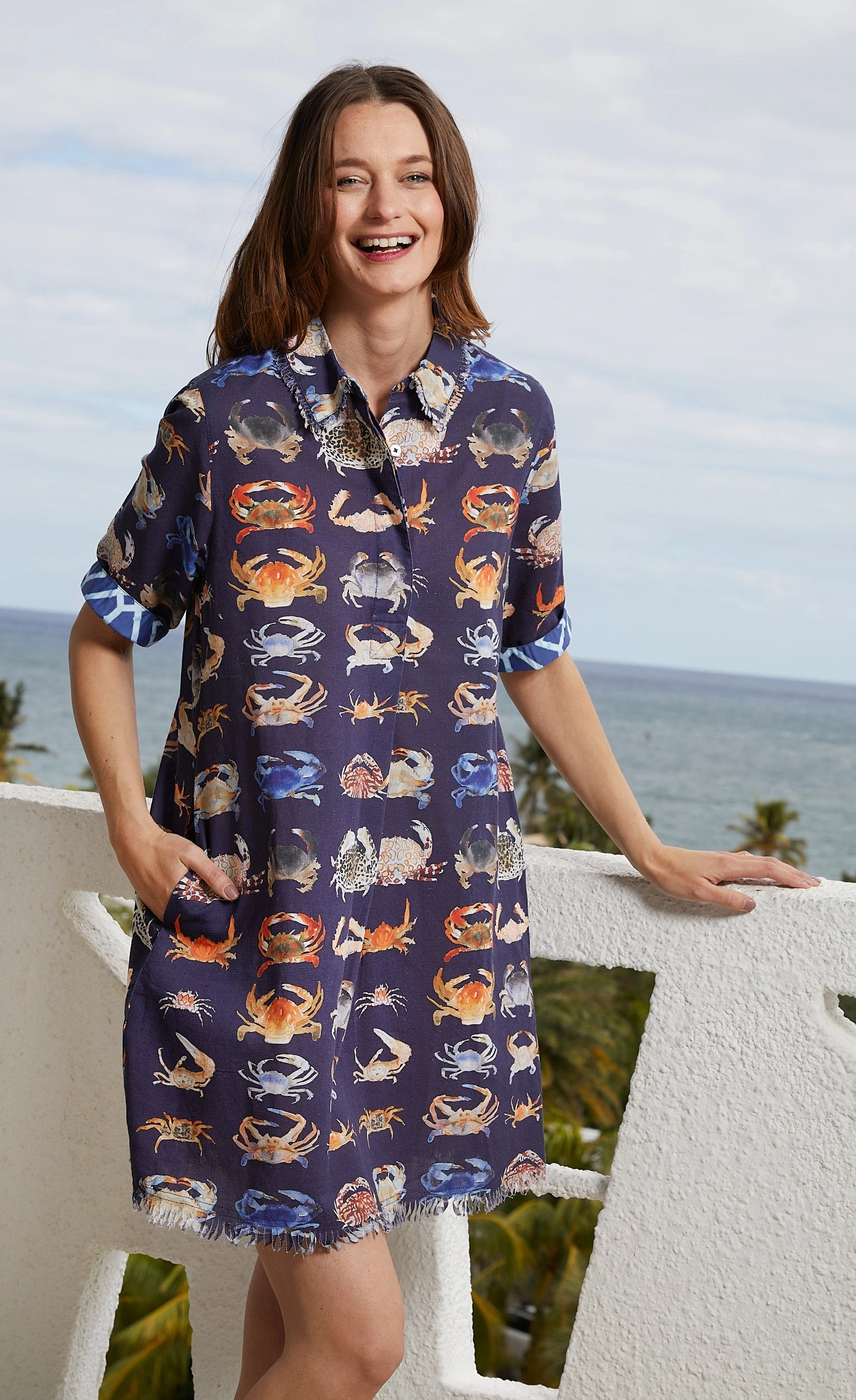Field Fresh Everyday Movement Chatham Dress - Navy Crab Print