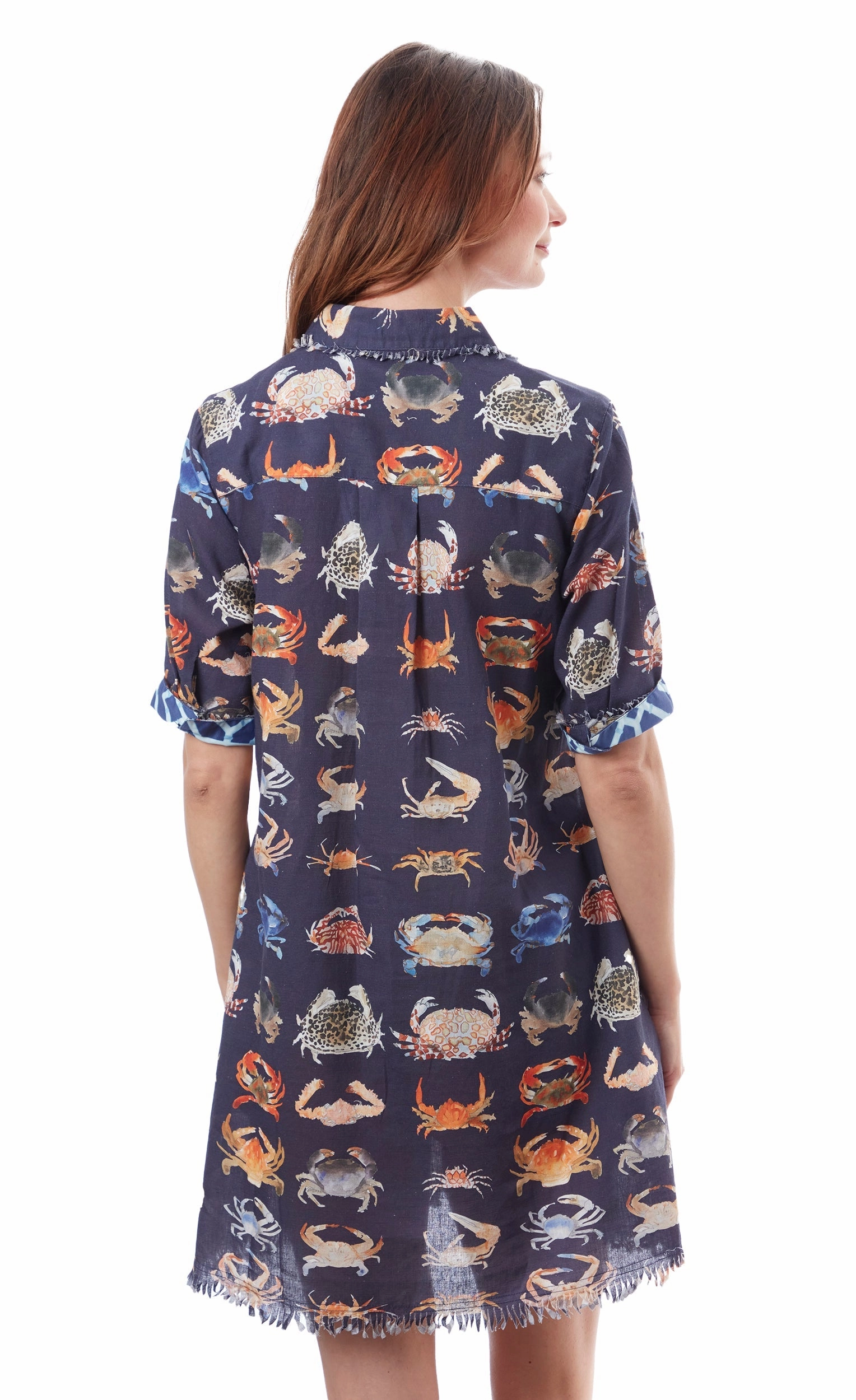 Chatham Dress - Navy Crab Print All Season Relaxed Line