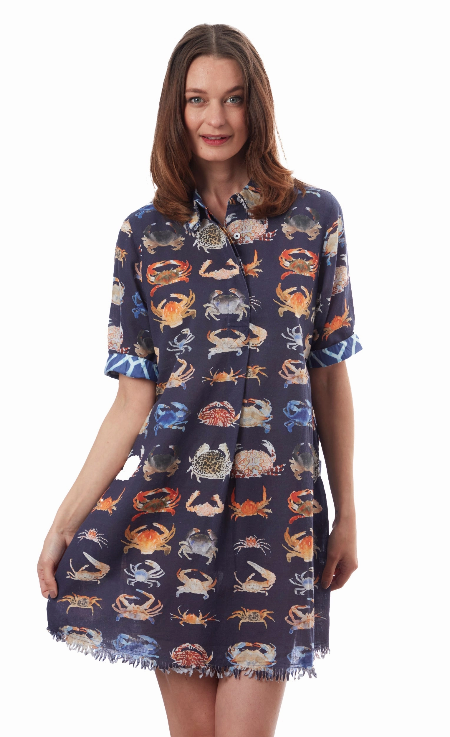 Easy Vibe Chatham Dress - Navy Crab Print