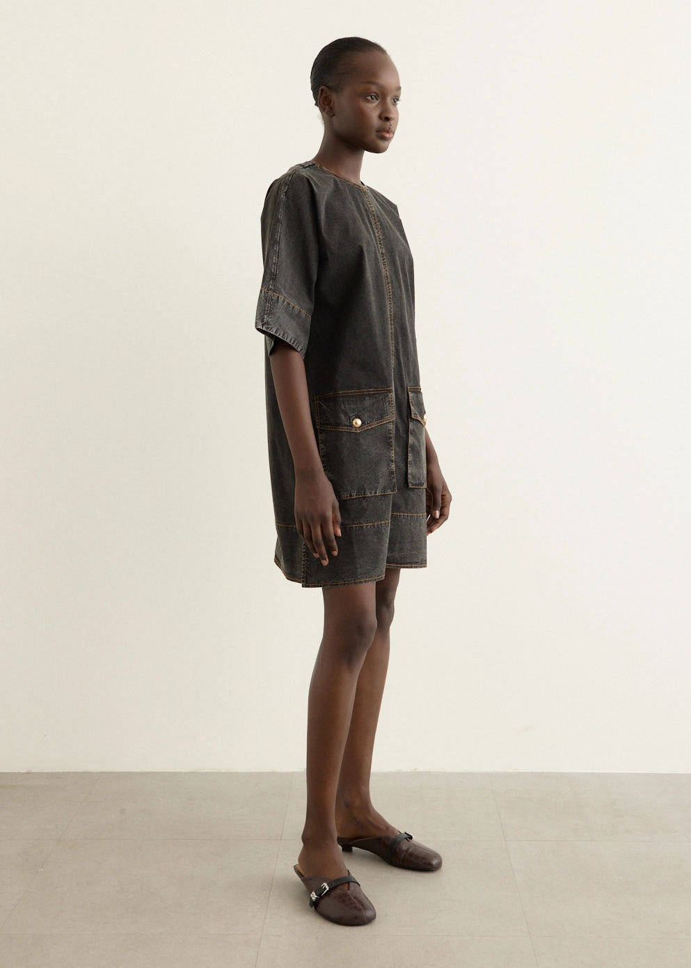 Slimming Shape Light Fall Washed Kimono Dress