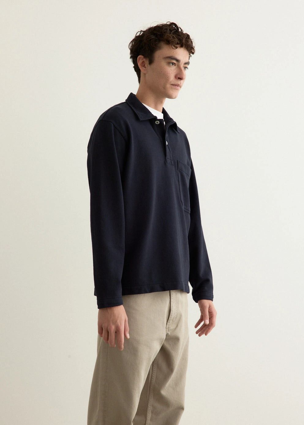 Winter Collection Fraser Relaxed Organic Loopback Long Sleeve Polo