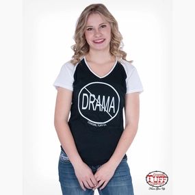 DoubleLayeredFabric Cowgirl Tuff Women's Black and White No Drama Tee