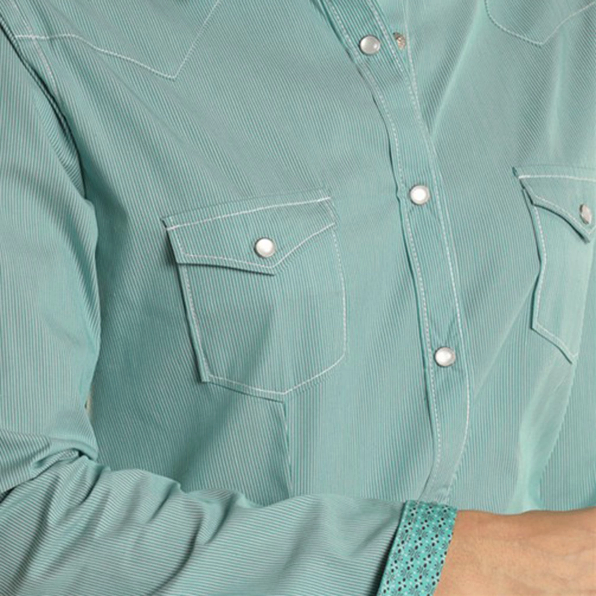 AllDayComfort Panhandle Women's Turquoise Stripe Snap Shirt