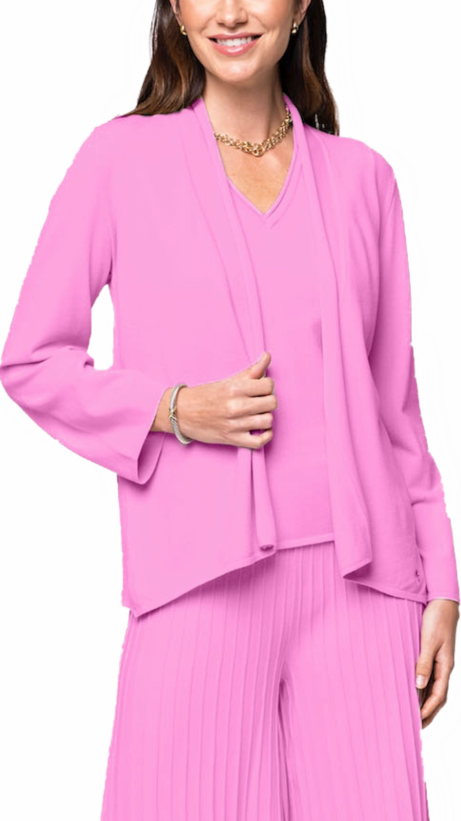 Amy Shawl Collar Cardigan - Peony Casual Knit Thermal Lining
