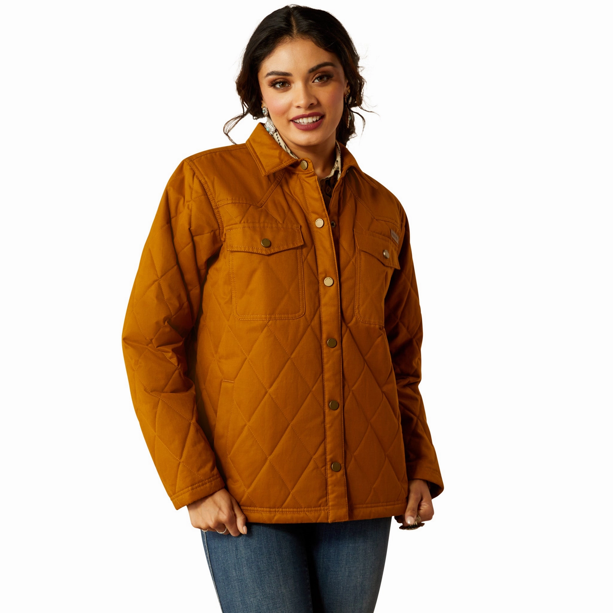 Ariat Women's Grizzly Quilted Chestnut Brown Jacket Stylish Chill Piece