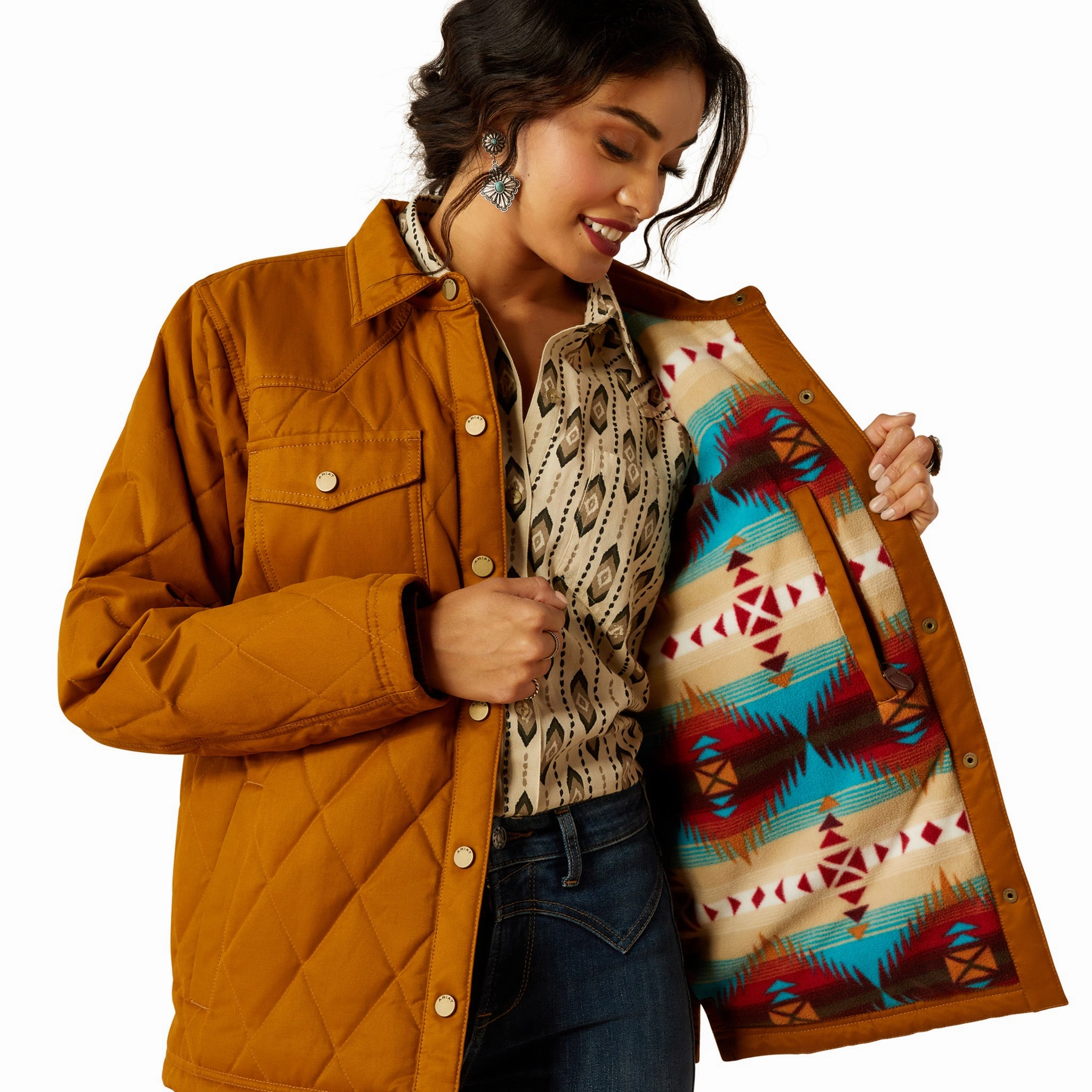 Hypoallergenic Fabric Blend Ariat Women's Grizzly Quilted Chestnut Brown Jacket
