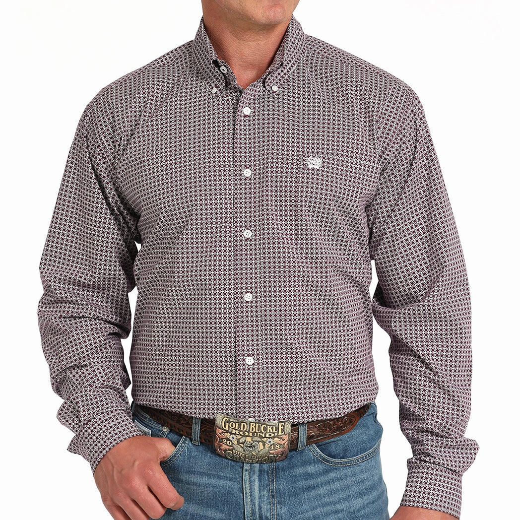 Modern Fit Cinch Men's Purple Geo Print Shirt
