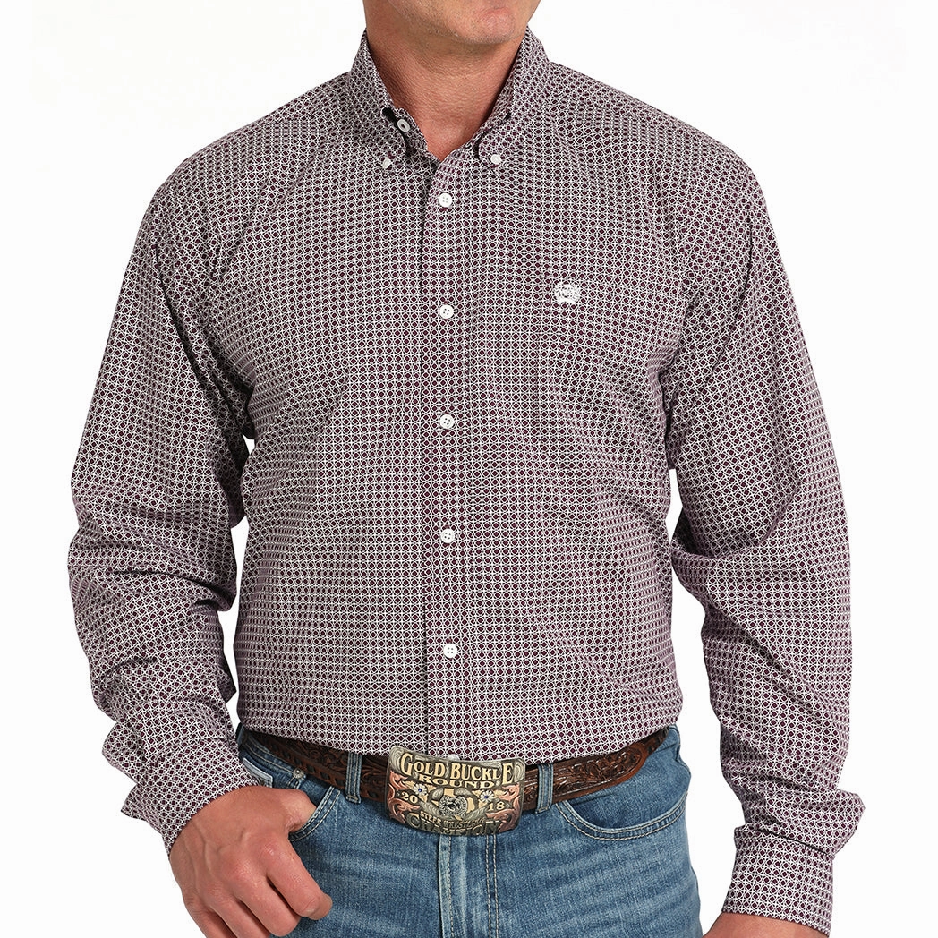 Sophisticated Look Cinch Men's Purple Geo Print Shirt
