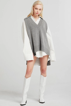 FlexibleElasticatedEdging Wool Sweater Lyla Oversized Knit Vest