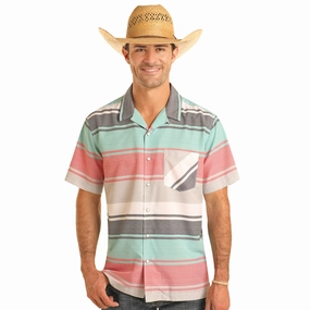 Rock & Roll Men's Multi Stripe Short Sleeve Shirt Ethical production
