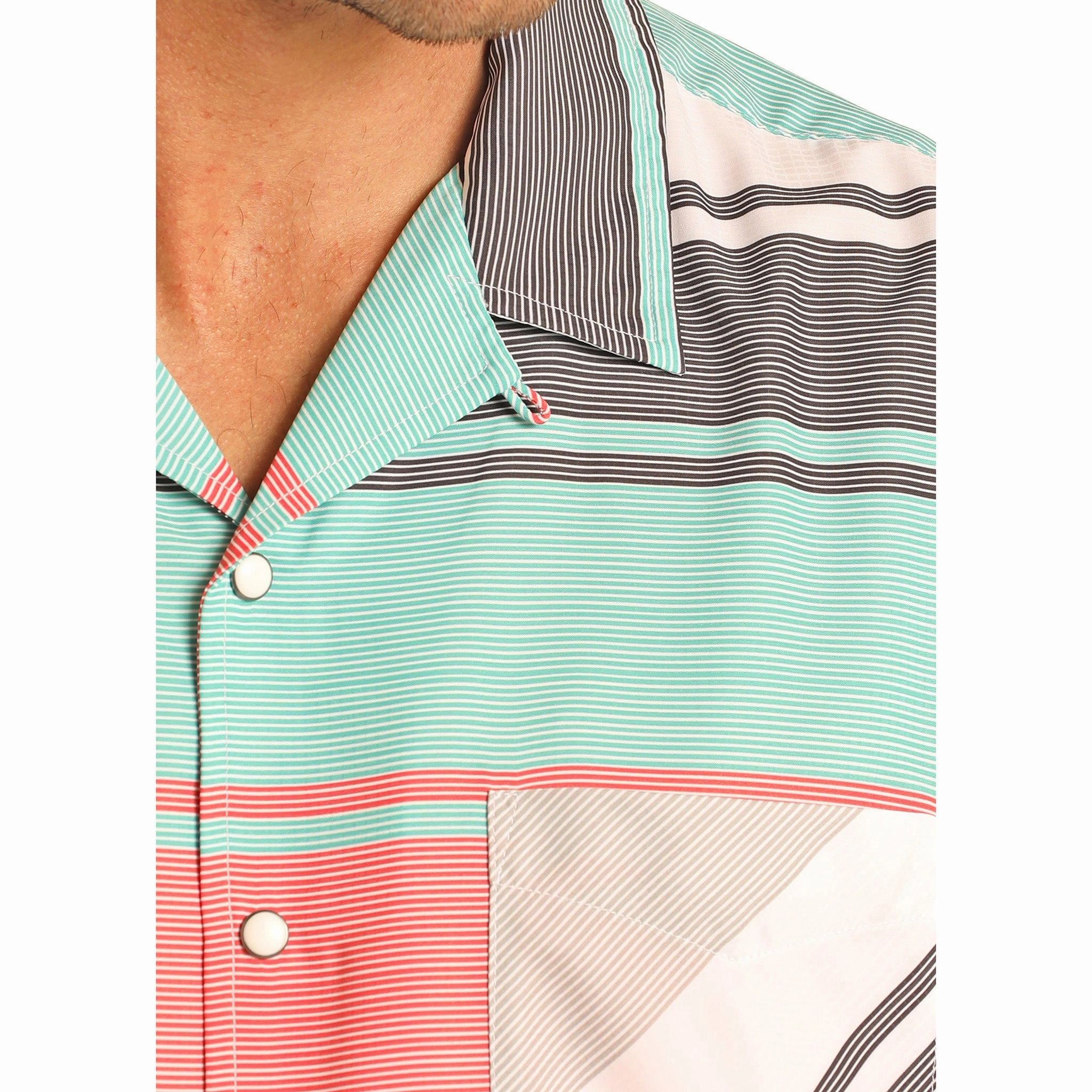 Bold Pattern Rock & Roll Men's Multi Stripe Short Sleeve Shirt