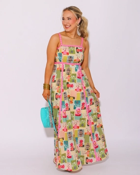 NonIrritatingLining summer look Floral Galore Abstract Midi Dress