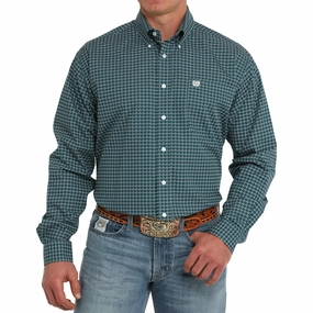 Cinch Men's Teal Geo Print Long Sleeve Geometric Print