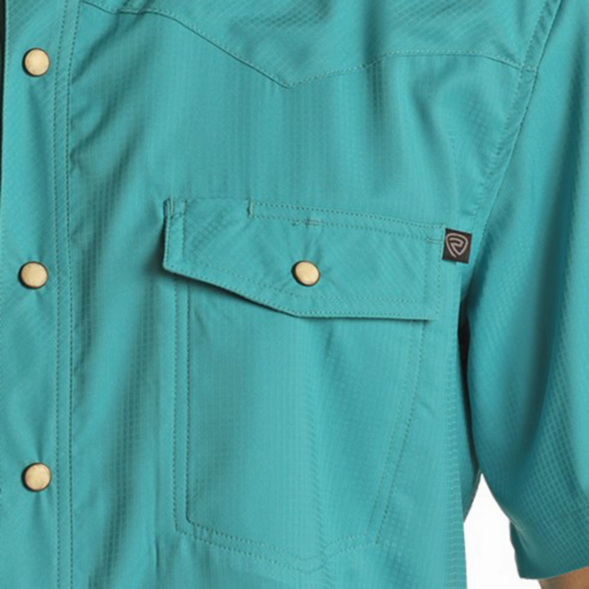 Versatile Piece Rock & Roll Men's Solid Turquoise Ripstop Tek Short Sleeve