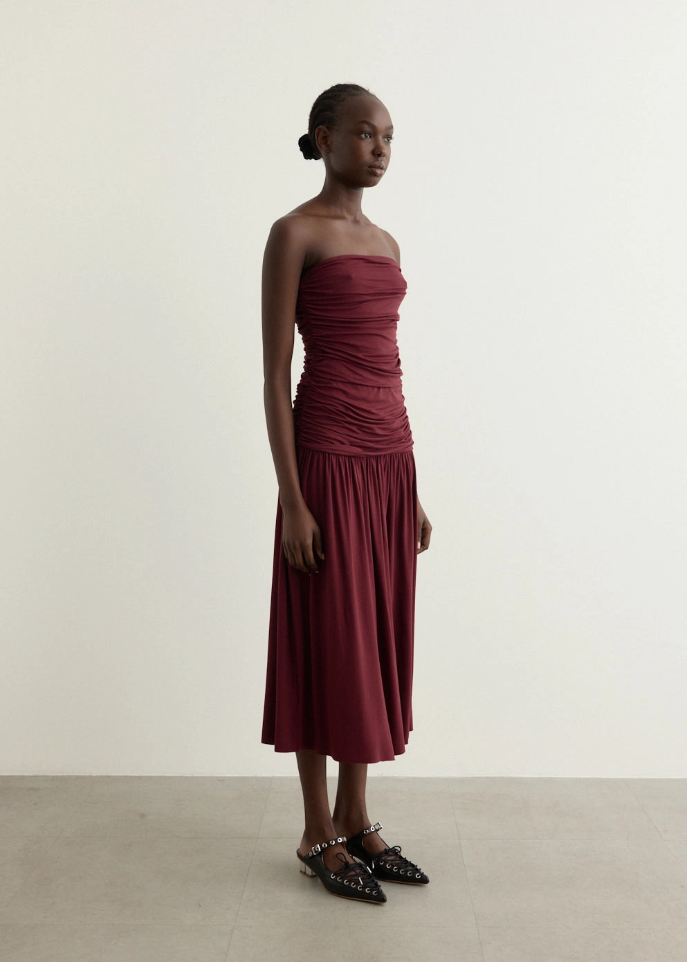 Frayed-Edge Smooth Look Fortuna Maxi Dress
