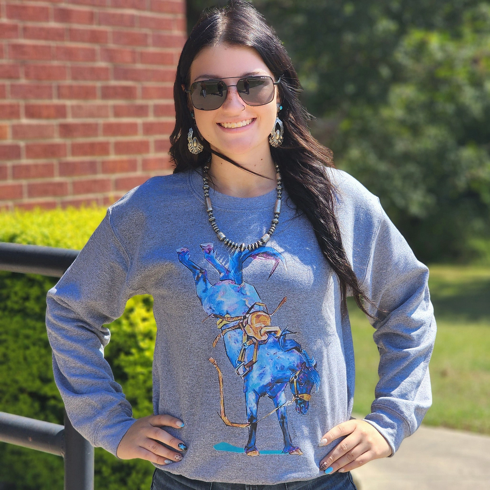 Blue Roan Bonc Crewneck Sweatshirt Eco Conscious Dye Process