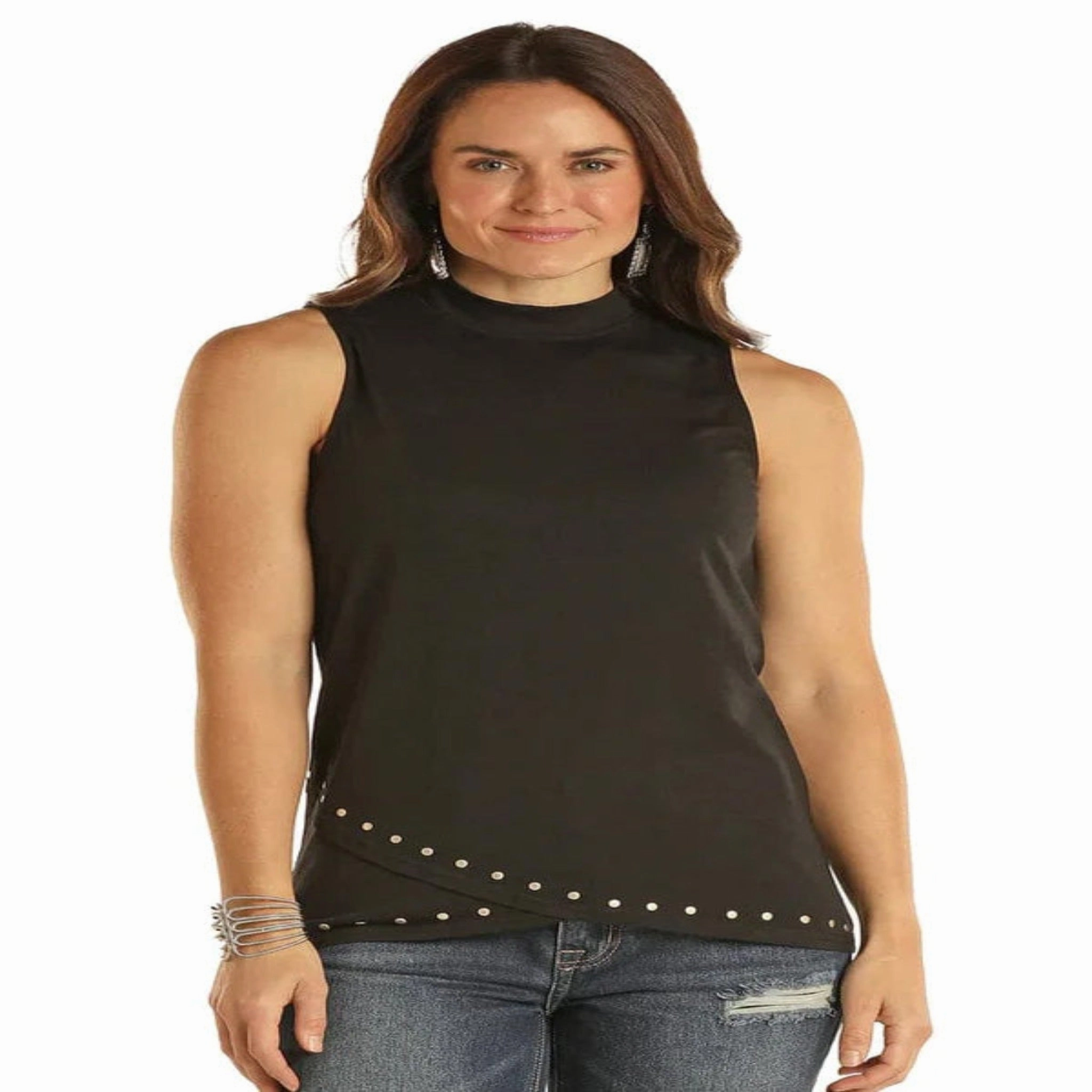 MidweightJersey ButterSoft Handfeel Rock & Roll Women's Black Tulip Hem Tank