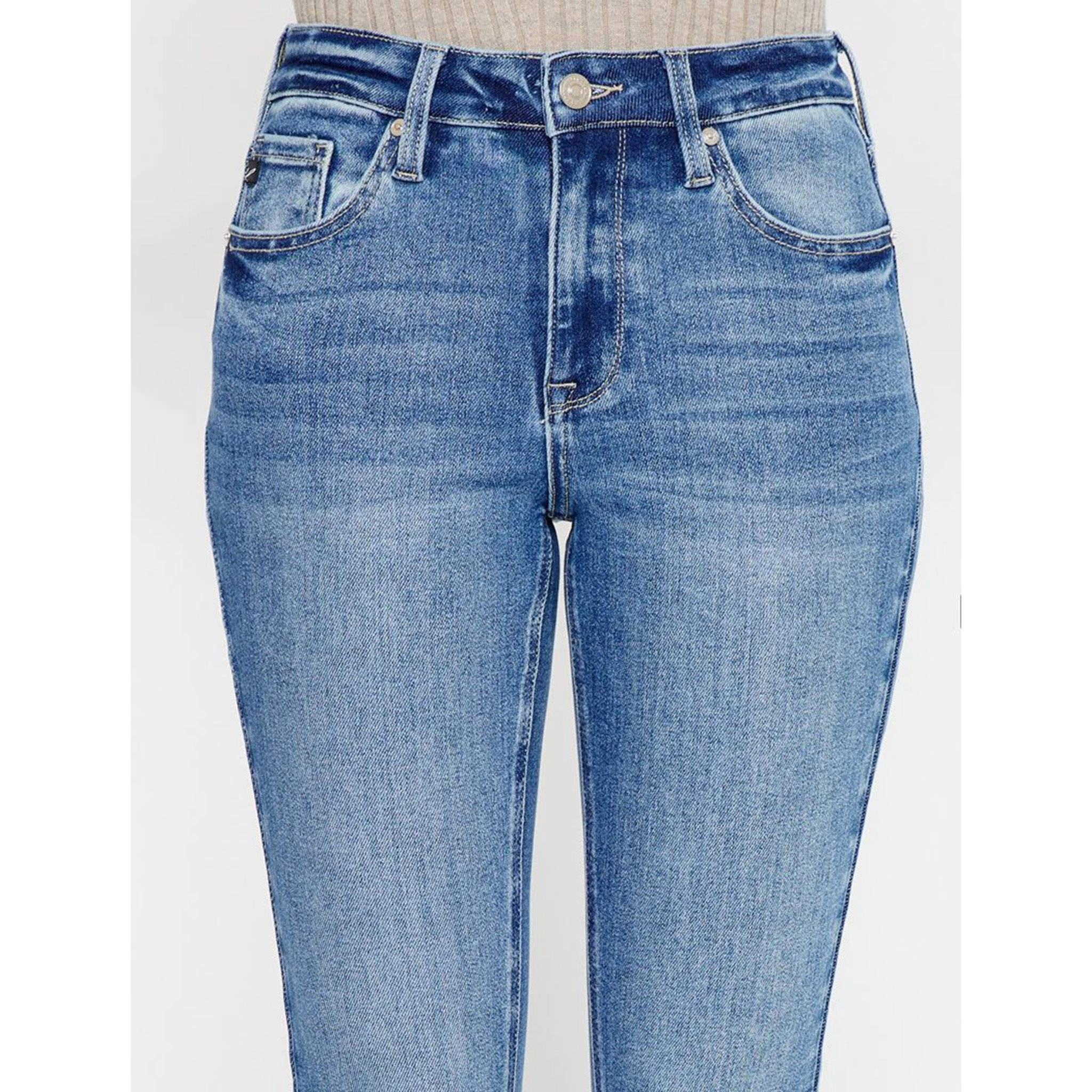 KanCan Women's High Rise Crop Jean Minimalist Traveler Gear Bold Look