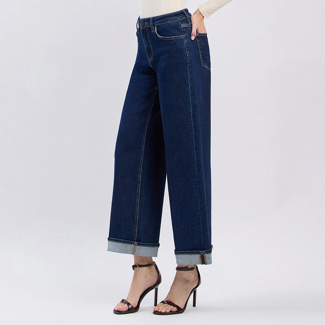 Fashionable Fit Vervet High Rise Cuffed Ankle Wide Jeans